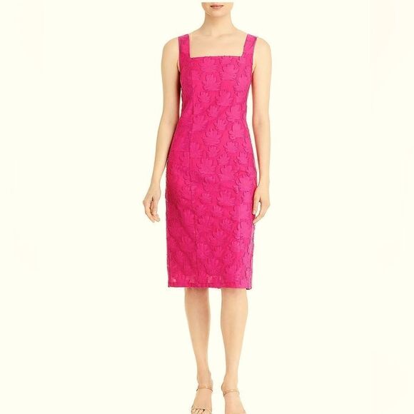 Hugo Boss Diteva Sleeveless Cotton
Blend Sheath Dress In Flamingo Size 8 - Picture 1 of 6